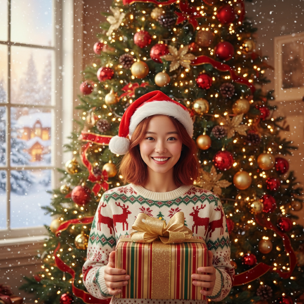 AI クリスマス写真の生成結果 - サンタポートレート